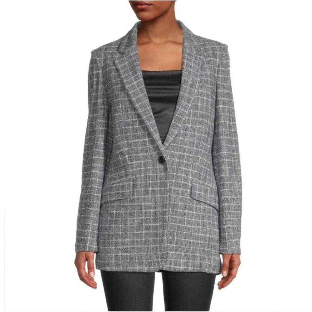 Rag and Bone Deconstructed Check Ames Blazer Gray Black White Size 2